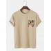 Men Tropical Leaf Chest Pocket Print Casual Short Sleeve T  Shirts