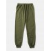 Mens Solid Color Casual Sports Drawstring Waist Jogger Pants