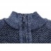 Men’s Casual Thicken Patchwork Half  Zipper Stand Collar Chest Pocket Knit Pullovers Sweaters