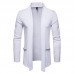 Men Brief Plus Size Mid Length Stitching Color Pockets Turndown Collar Cardigans