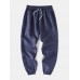 Mens Casual Solid Color Drawstring Comfy Pants
