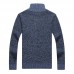 Men’s Casual Thicken Patchwork Half  Zipper Stand Collar Chest Pocket Knit Pullovers Sweaters