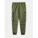 Mens Zipper Pockets Drawstring Waist Casual Solid Jogger Pants