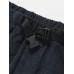 Mens Corduroy Solid Color Casual Push Buckle Waist Pants