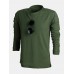 Men Solid Side Pocket Long Sleeve Leisure T  Shirts