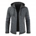 Mens Fashion Hooded Knitting Thickened Drawstring Casual Jacket